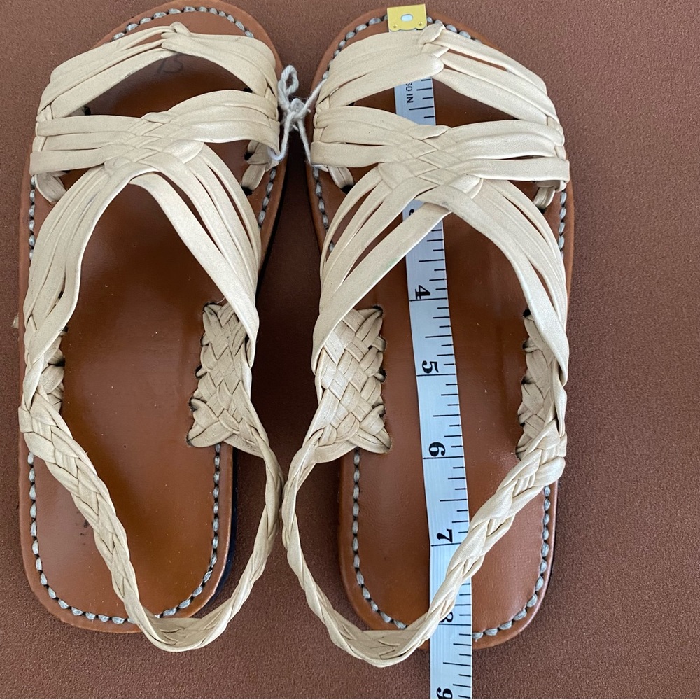 Kid’s Authentic Mexican Handmade Huarache Michoacan Cream Size 1/12 - Picture 6 of 6